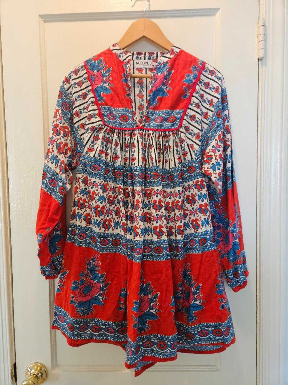 Block Print Cotton Mini Dress